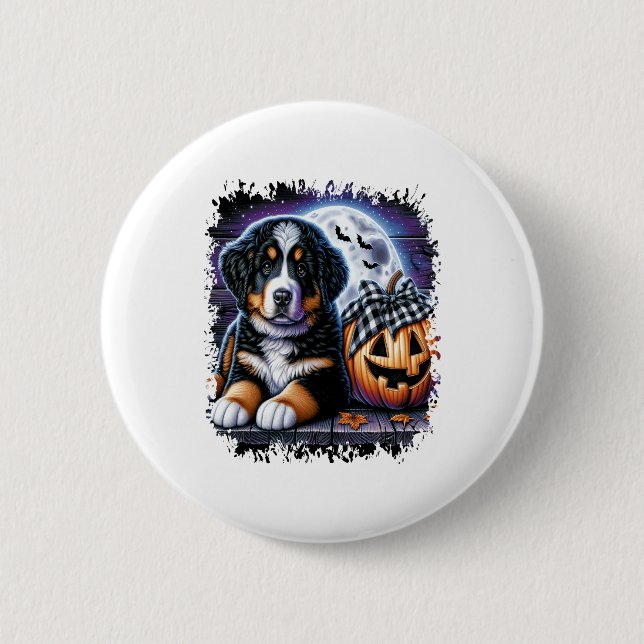 Bernese Mountain Dog Halloween Button (Vorderseite)