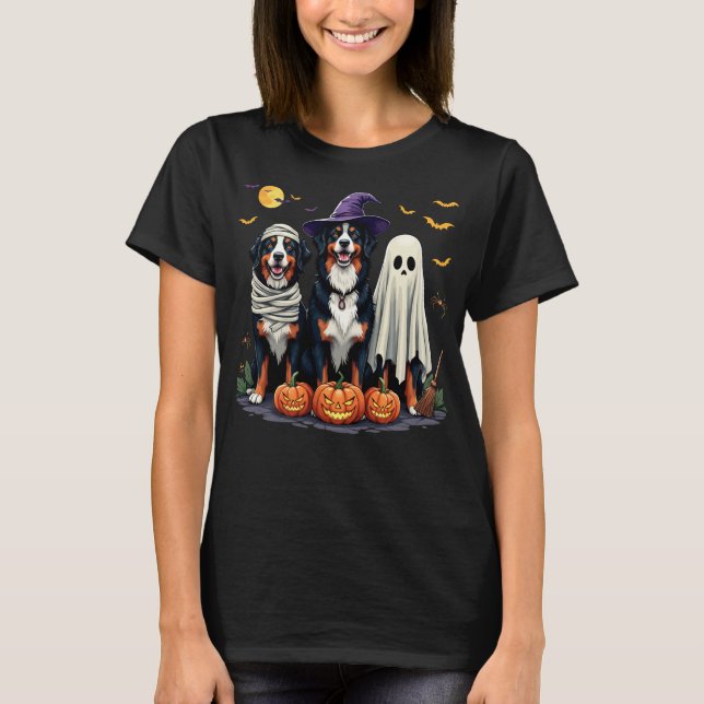 Bernese Mountain Dog Halloween Costume Mummy Witch T-Shirt (Vorderseite)
