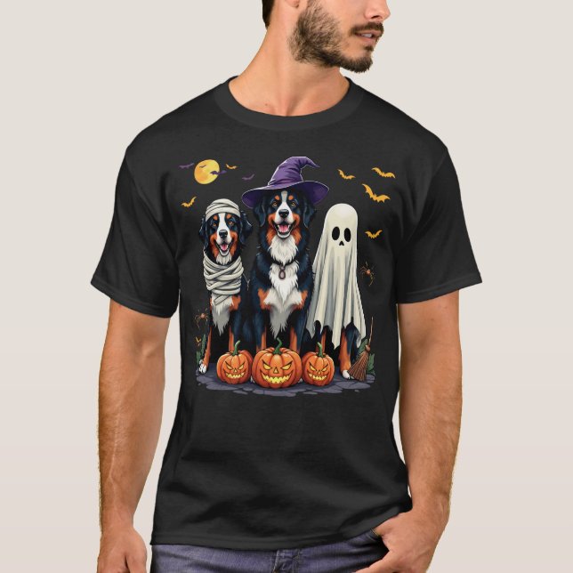 Bernese Mountain Dog Halloween Costume Mummy Witch T-Shirt (Vorderseite)