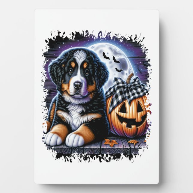 Bernese Mountain Dog Halloween Fotoplatte (Vorderseite)