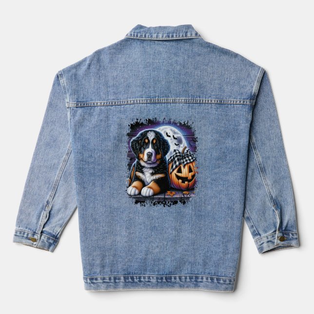 Bernese Mountain Dog Halloween Jeansjacke (Rückseite)
