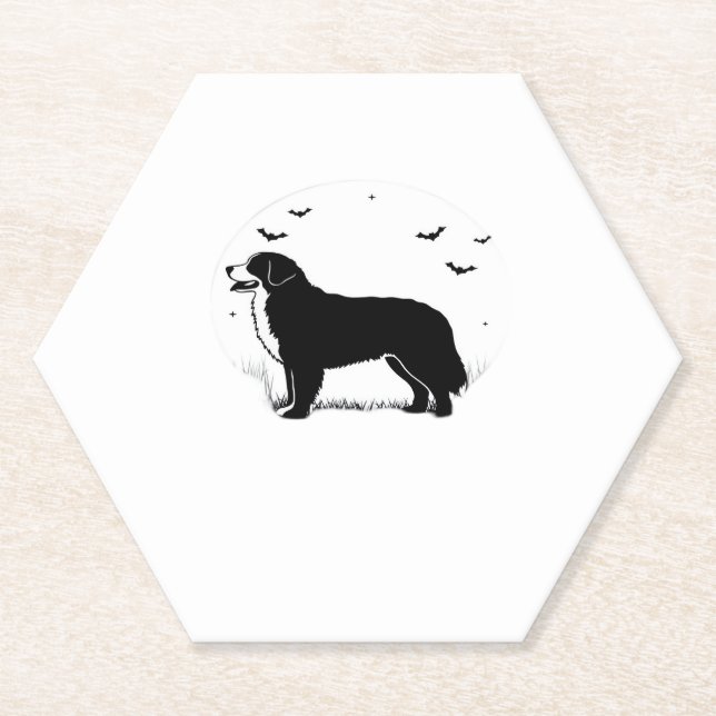 Bernese Mountain Dog � Halloween Moon Silhouette O Untersetzer (Vorderseite)