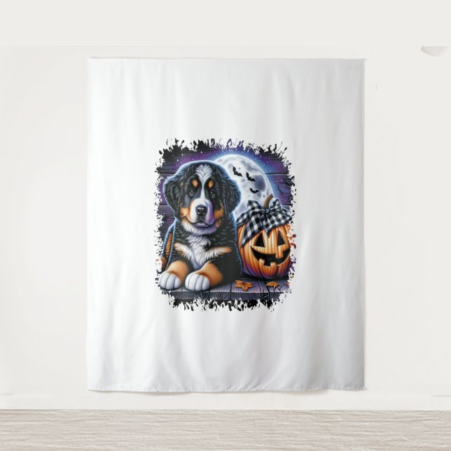 Bernese Mountain Dog Halloween Wandteppich (Vorderseite)