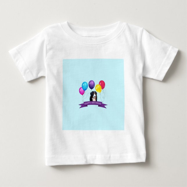 Bernese Mountain Dog Happy Birthday Baby T-shirt (Vorderseite)