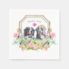 Bernese Mountain Dog | Hochzeit von Gold Floral Wa Serviette