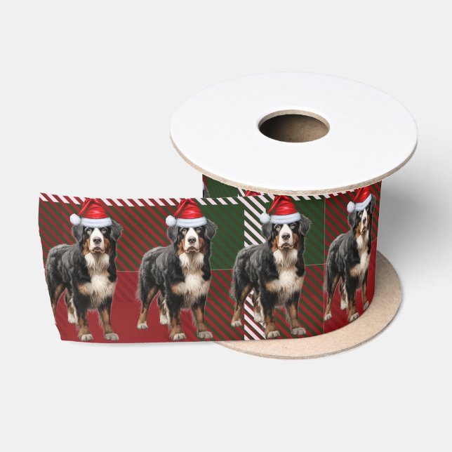 Bernese Mountain Dog Holiday Kariert Weihnachten Satinband (Spule)