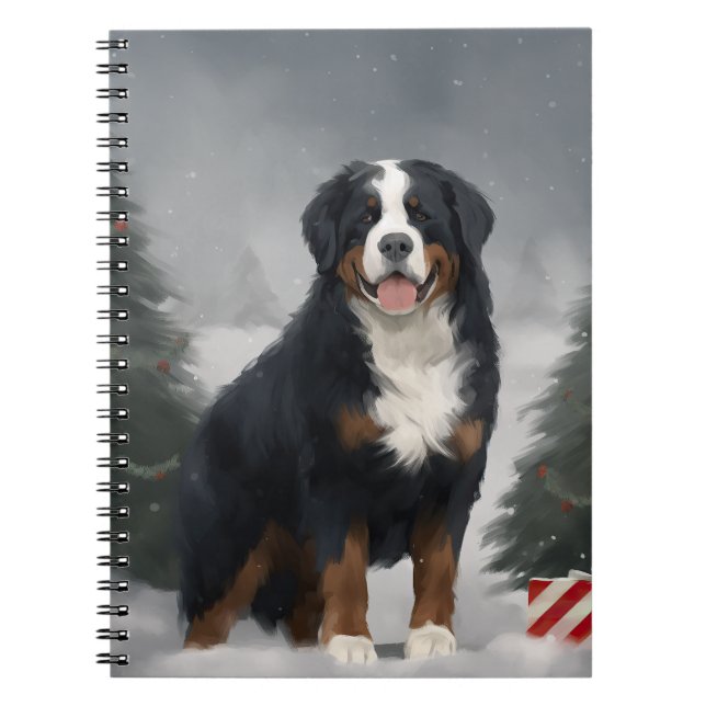 Bernese Mountain Dog im Schnee Weihnachten Notizblock (Vorderseite)