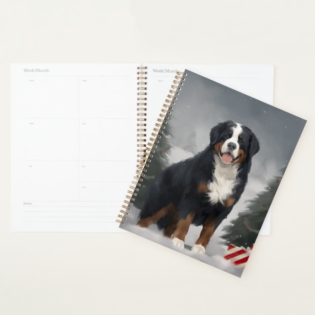 Bernese Mountain Dog im Schnee Weihnachten Planer (Anzeige)