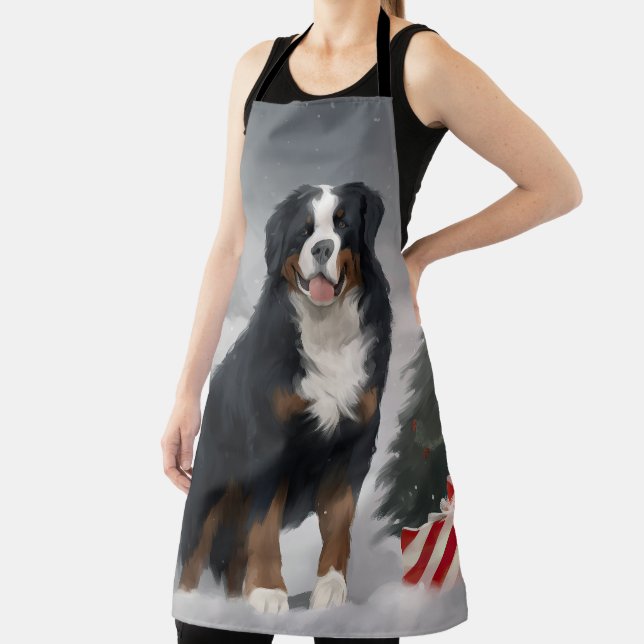 Bernese Mountain Dog im Schnee Weihnachten Schürze (InSitu)