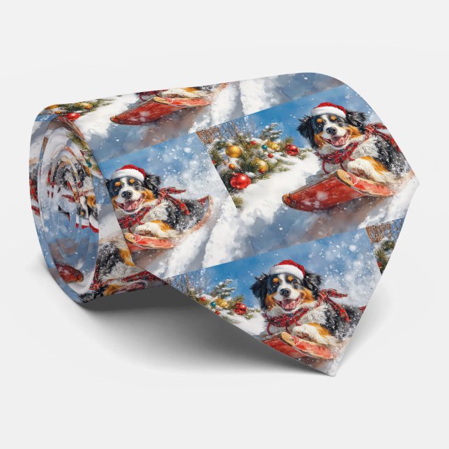 Bernese Mountain Dog in Sledge Weihnachten Krawatte (Gerollt)