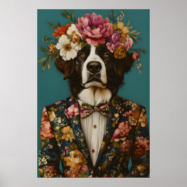 Bernese Mountain Dog In Suit Poster, Bernese Poster