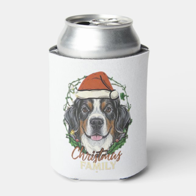 Bernese Mountain Dog Lights Weihnachtsmatte Dosenkühler (Kanne Vorderseite)