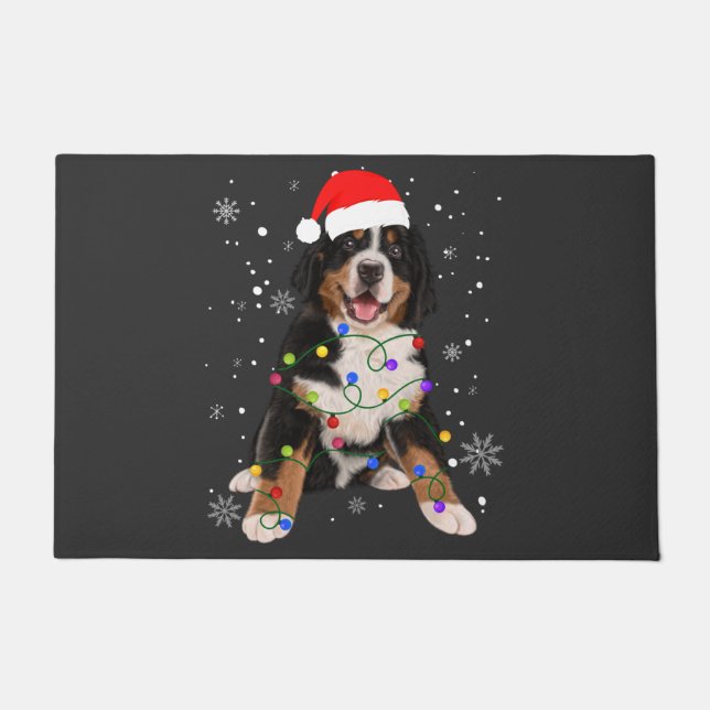 Bernese Mountain Dog Lights Weihnachtsmatte Fußmatte (Vorderseite)