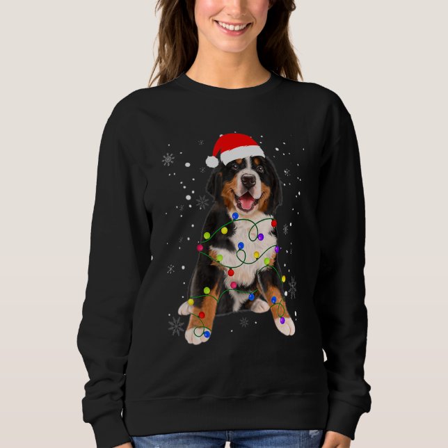 Bernese Mountain Dog Lights Weihnachtsmatte Sweatshirt (Vorderseite)
