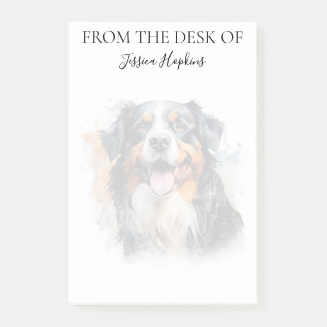 Bernese Mountain Dog Lover Monogrammed Dog Post-it Klebezettel (Vorderseite)