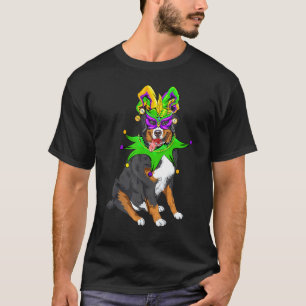 Bernese Mountain Dog Mardi Gras Maske Hat Bead Fun T-Shirt