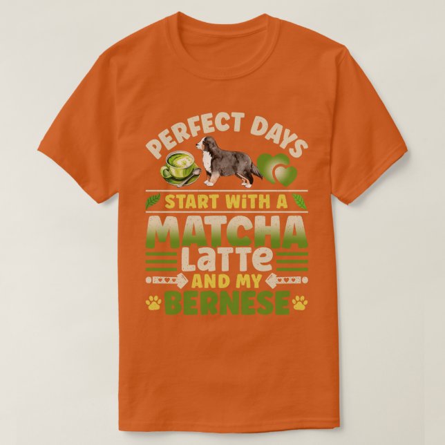 Bernese Mountain Dog Matcha Latte T-Shirt (Design vorne)