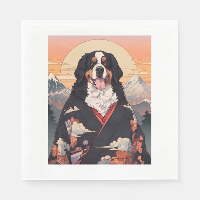 Bernese Mountain Dog Mount Fuji Serviette (Vorderseite)