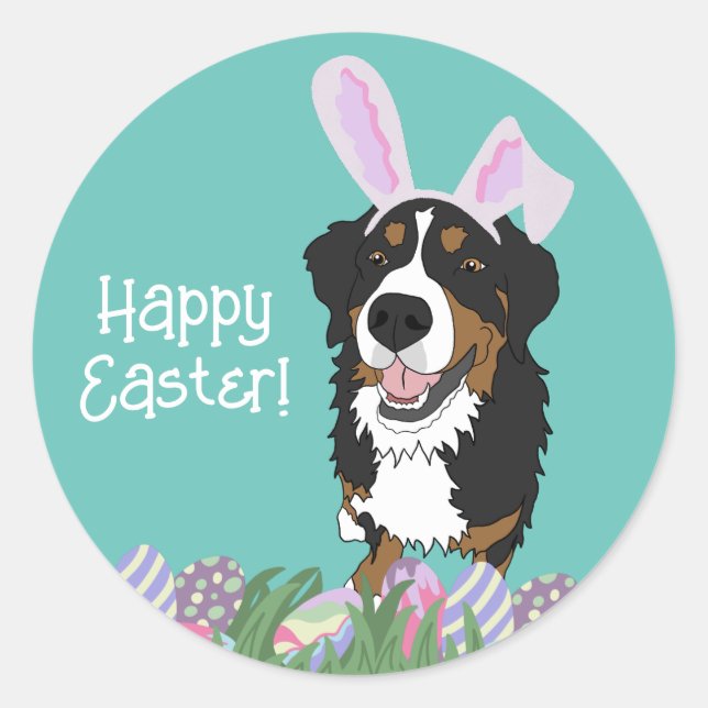 Bernese Mountain Dog Oaster Runder Aufkleber (Vorderseite)