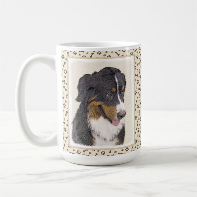 Bernese Mountain Dog Painting - Original Dog Art Kaffeetasse (Links)