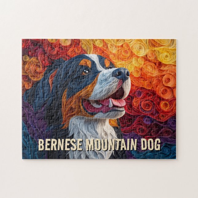 Bernese Mountain Dog Paper Quilling Art Portrait (Horizontal)