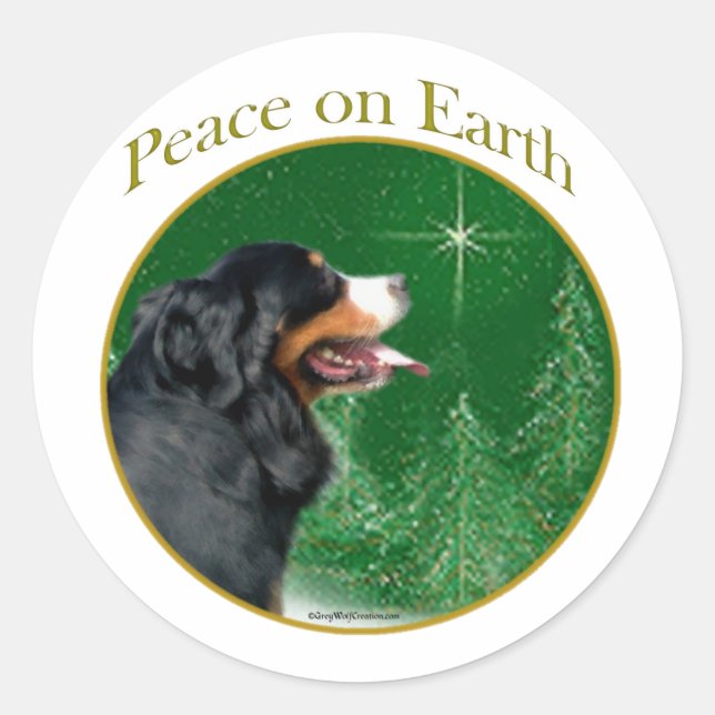 Bernese Mountain Dog Peace Runder Aufkleber (Vorderseite)