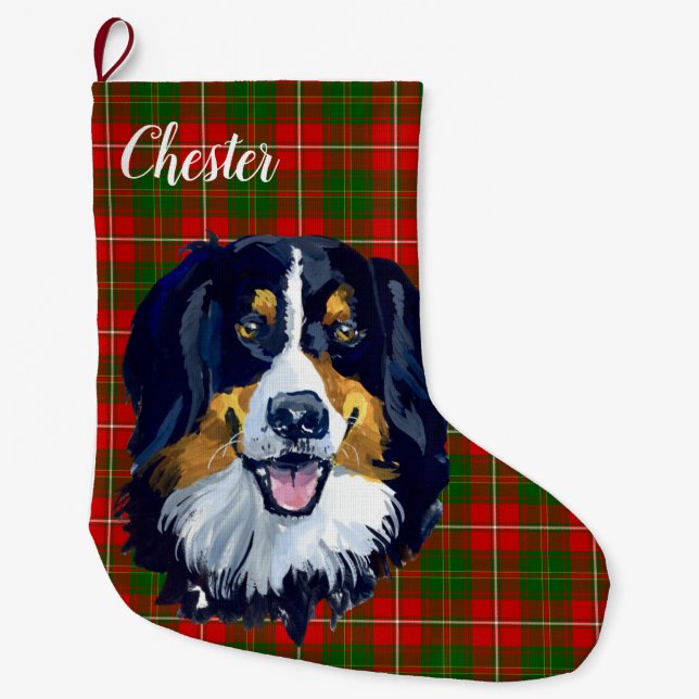 Bernese Mountain Dog Personalisiert Großer Weihnachtsstrumpf (Vorderseite)