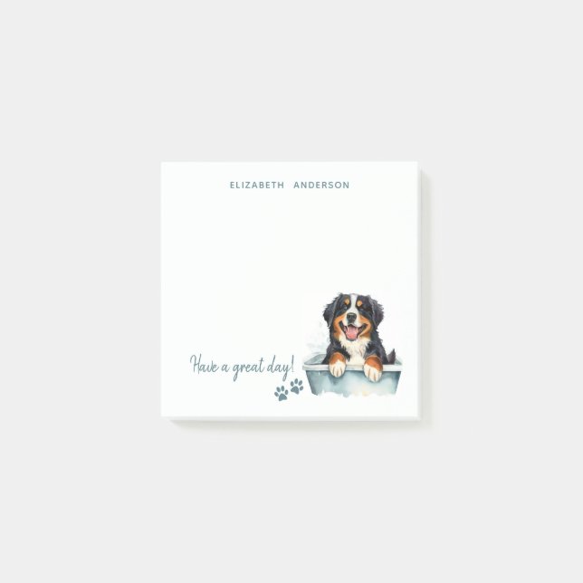 Bernese Mountain Dog Personalisiert Post-it Klebezettel (Vorderseite)