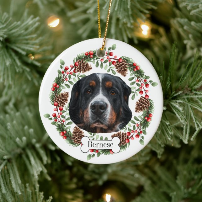 Bernese Mountain Dog Personalisiertes Haustier Orn Keramik Ornament (Baum)