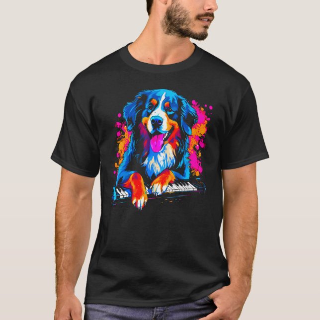 Bernese Mountain Dog Piano T-Shirt (Vorderseite)