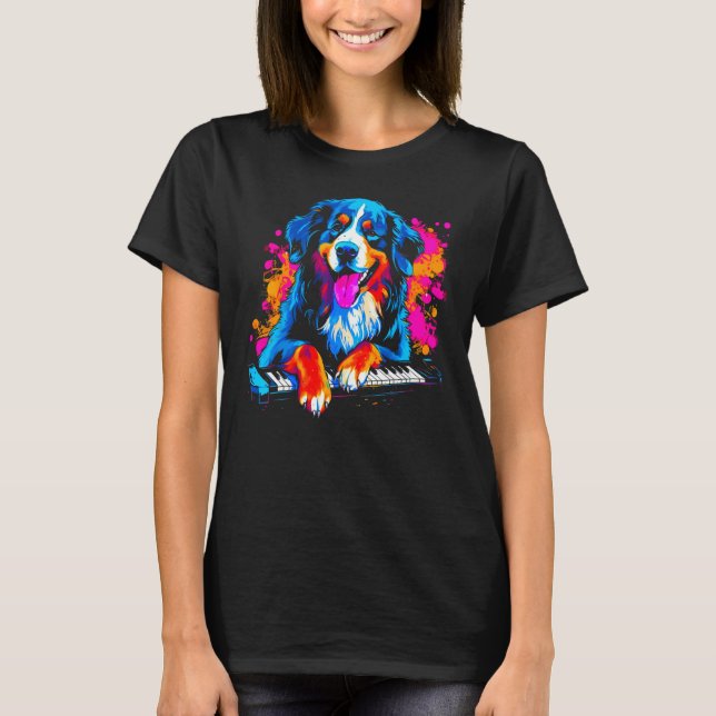 Bernese Mountain Dog Piano T-Shirt (Vorderseite)