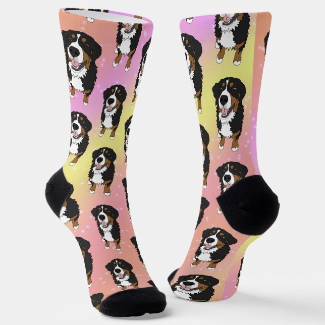 Bernese Mountain Dog Pink Galaxy Socken (Gewinkelt)