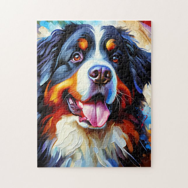 Bernese Mountain Dog Portrait Akryllische Kunst Pr (Vertikal)