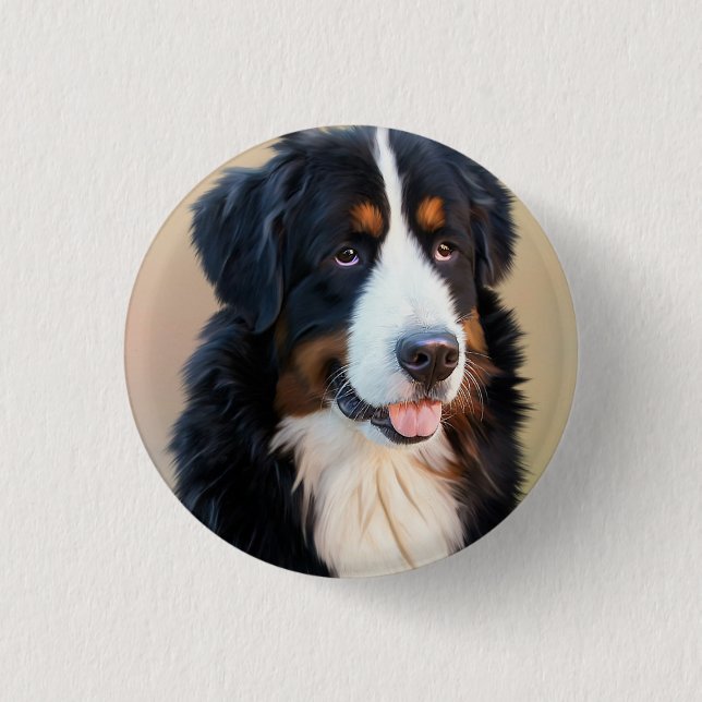 Bernese Mountain Dog Portrait Button (Vorderseite)