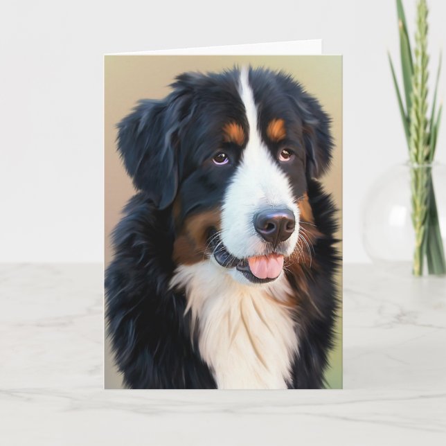 Bernese Mountain Dog Portrait Karte (Vorderseite)