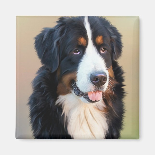 Bernese Mountain Dog Portrait Magnet (Vorne)