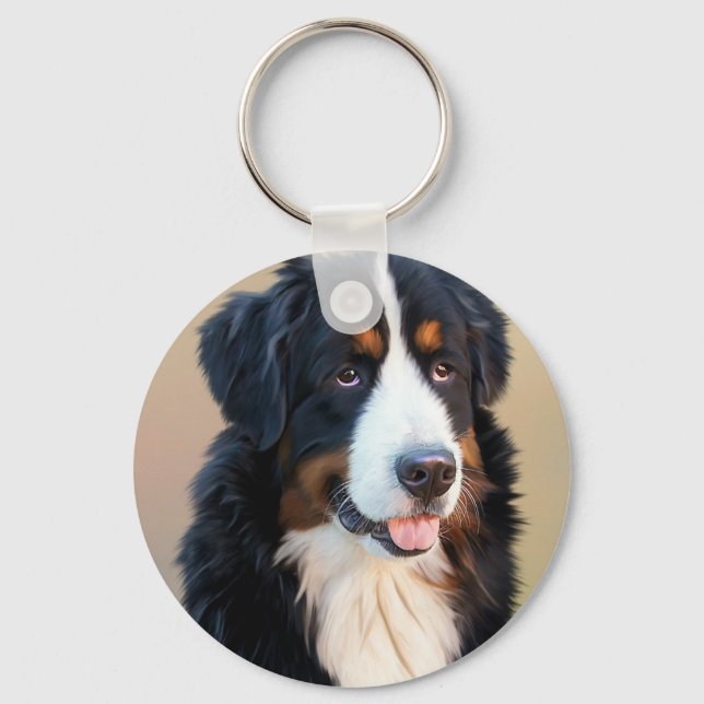 Bernese Mountain Dog Portrait Schlüsselanhänger (Vorderseite)