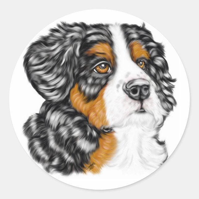 Bernese Mountain Dog Pup Runder Aufkleber (Vorderseite)