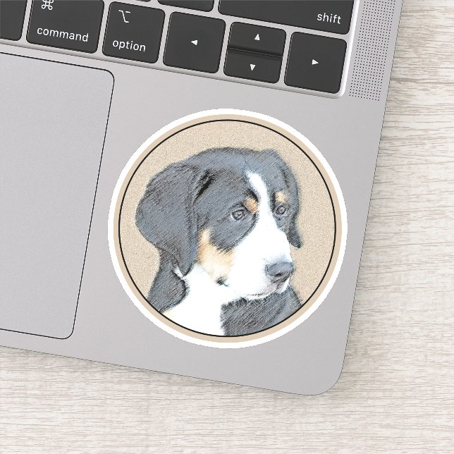 Bernese Mountain Dog Puppy Painting - Original Art Aufkleber (Detail)