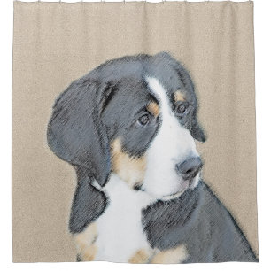 Bernese Mountain Dog Puppy Painting - Original Art Duschvorhang