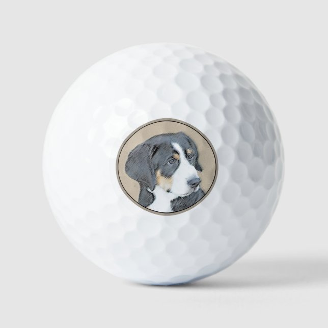 Bernese Mountain Dog Puppy Painting - Original Art Golfball (Vorderseite)