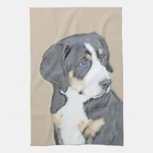 Bernese Mountain Dog Puppy Painting - Original Art Handtuch