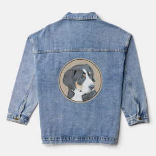 Bernese Mountain Dog Puppy Painting - Original Art Jeansjacke