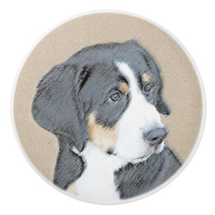 Bernese Mountain Dog Puppy Painting - Original Art Keramikknauf