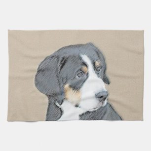 Bernese Mountain Dog Puppy Painting - Original Art Küchentuch