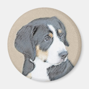 Bernese Mountain Dog Puppy Painting - Original Art Magnet