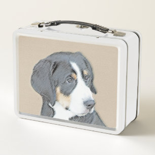 Bernese Mountain Dog Puppy Painting - Original Art Metall Brotdose