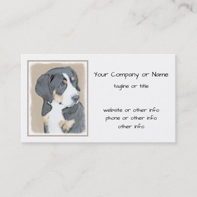 Bernese Mountain Dog Puppy Painting - Original Art Visitenkarte (Vorderseite)