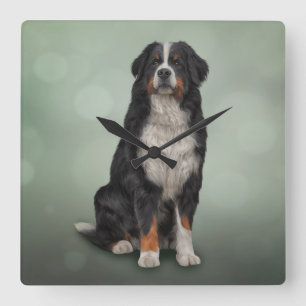 Bernese Mountain Dog Quadratische Wanduhr