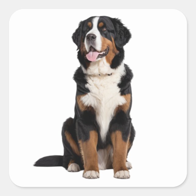 Bernese Mountain Dog Quadratischer Aufkleber (Vorderseite)